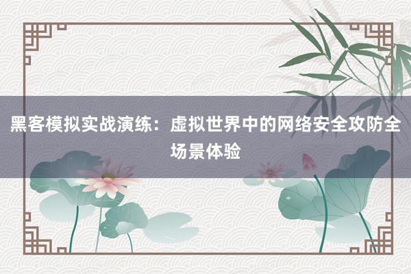 黑客模拟实战演练：虚拟世界中的网络安全攻防全场景体验